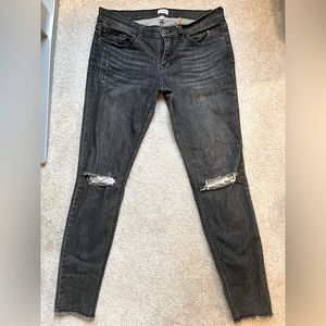 Low rise distressed skinny jeans